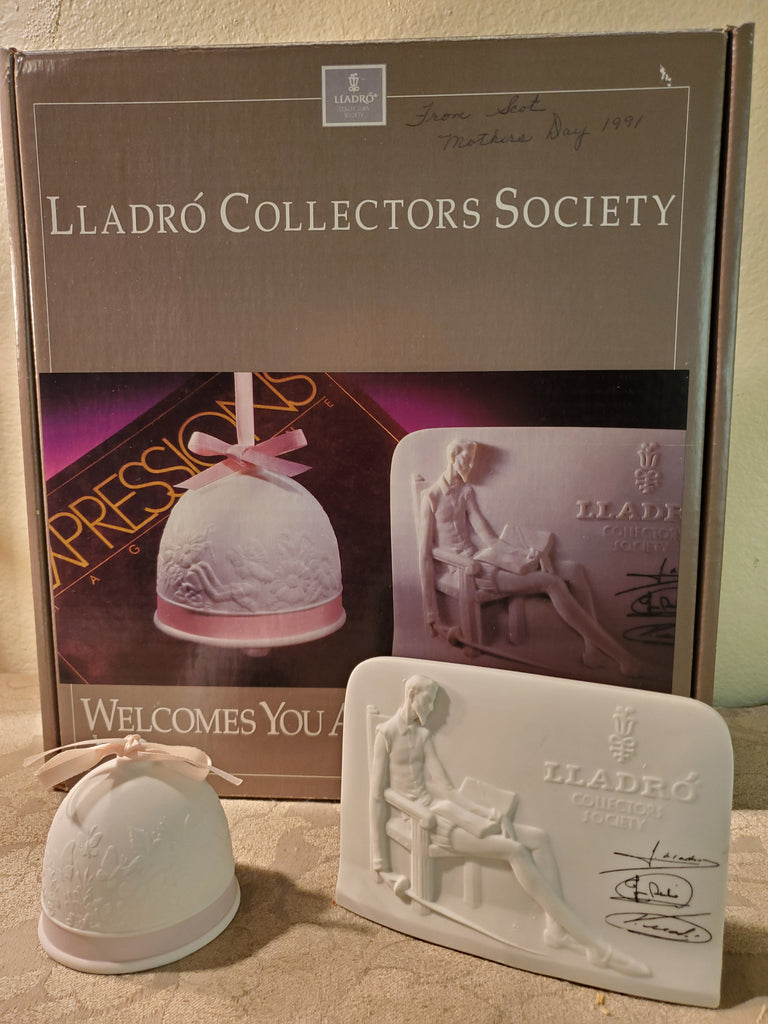 1991 Lladro new member plaque & 7613 spring bell