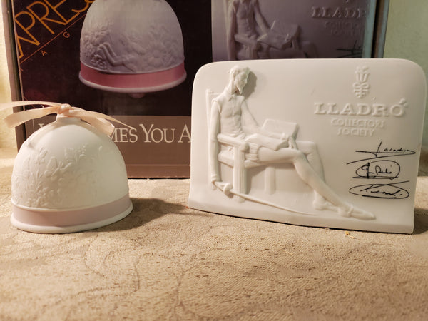 1991 Lladro new member plaque & 7613 spring bell
