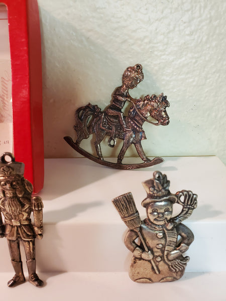 Lot of 9 Gorham  Christmas ornaments, Teddy Bear, Santa, Nutcracker, Rocking Horse, etc