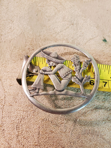 Truart sterling silver brooch Mexican man & bush
