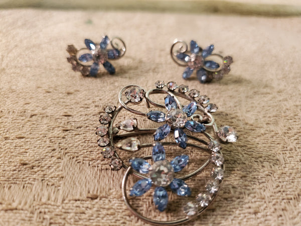 Carl Art 1940s brooch and earrings sterling silver set