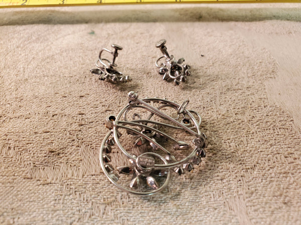 Carl Art 1940s brooch and earrings sterling silver set