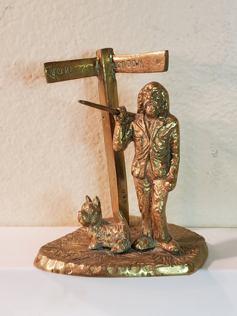 Brass Hobo & Dog statue 5" Made in Britian