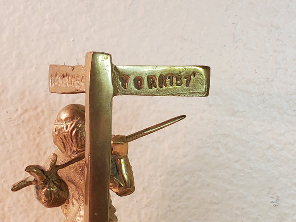 Brass Hobo & Dog statue 5" Made in Britian