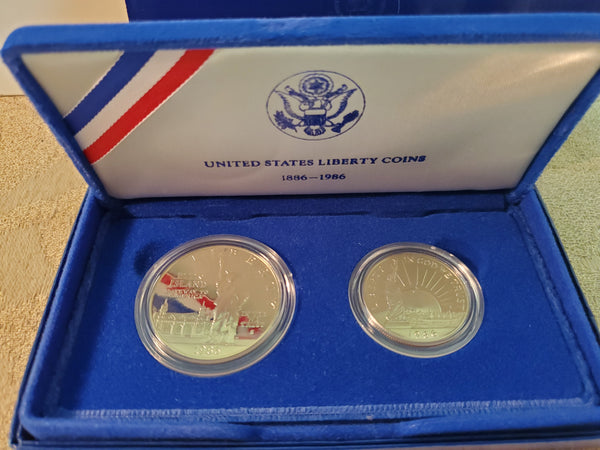 1986 Illis iland Liberty proof dollar & half U.S. set