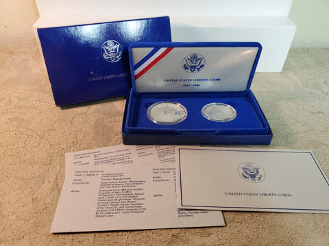 1986 Illis iland Liberty proof dollar & half U.S. set