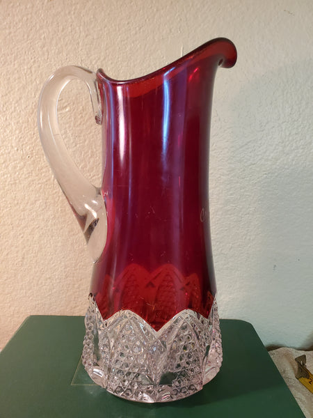Ruby stained water pitcher 1908, 20" Tall