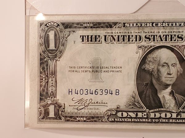 1935-A U.S. Silver Certificate one dollar bill blue seal FR1408 189 Rev A