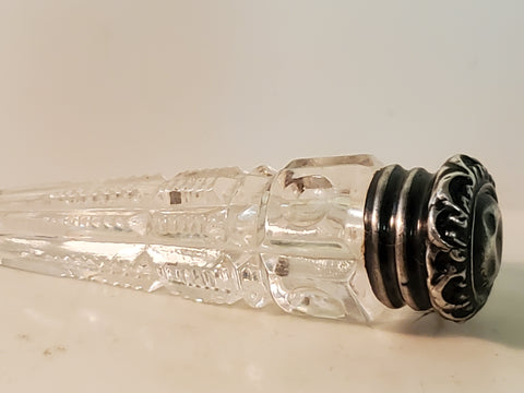 3" cut crystal, sterling topped perfune bottle