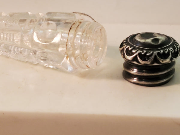 3" cut crystal, sterling topped perfune bottle
