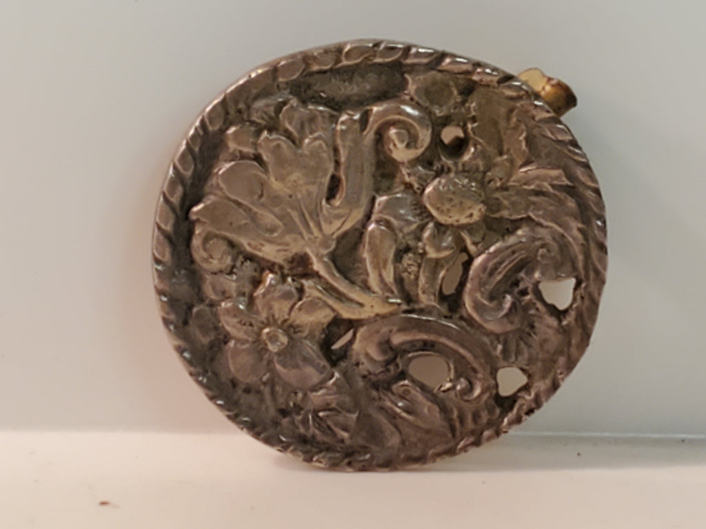 STERLING floral Button Brooch By Nathan & Hayes c.1900 Chester silver