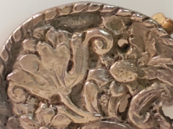 STERLING floral Button Brooch By Nathan & Hayes c.1900 Chester silver