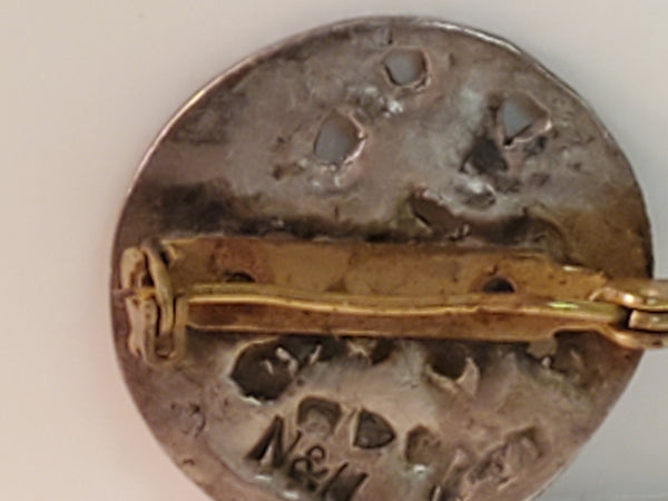 STERLING floral Button Brooch By Nathan & Hayes c.1900 Chester silver