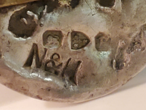 STERLING floral Button Brooch By Nathan & Hayes c.1900 Chester silver