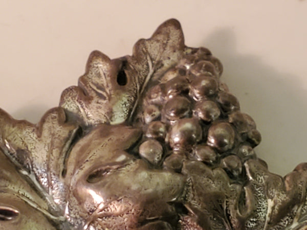 1940s Jewel Art Sterling Silver Brooch, Grape Leaf design