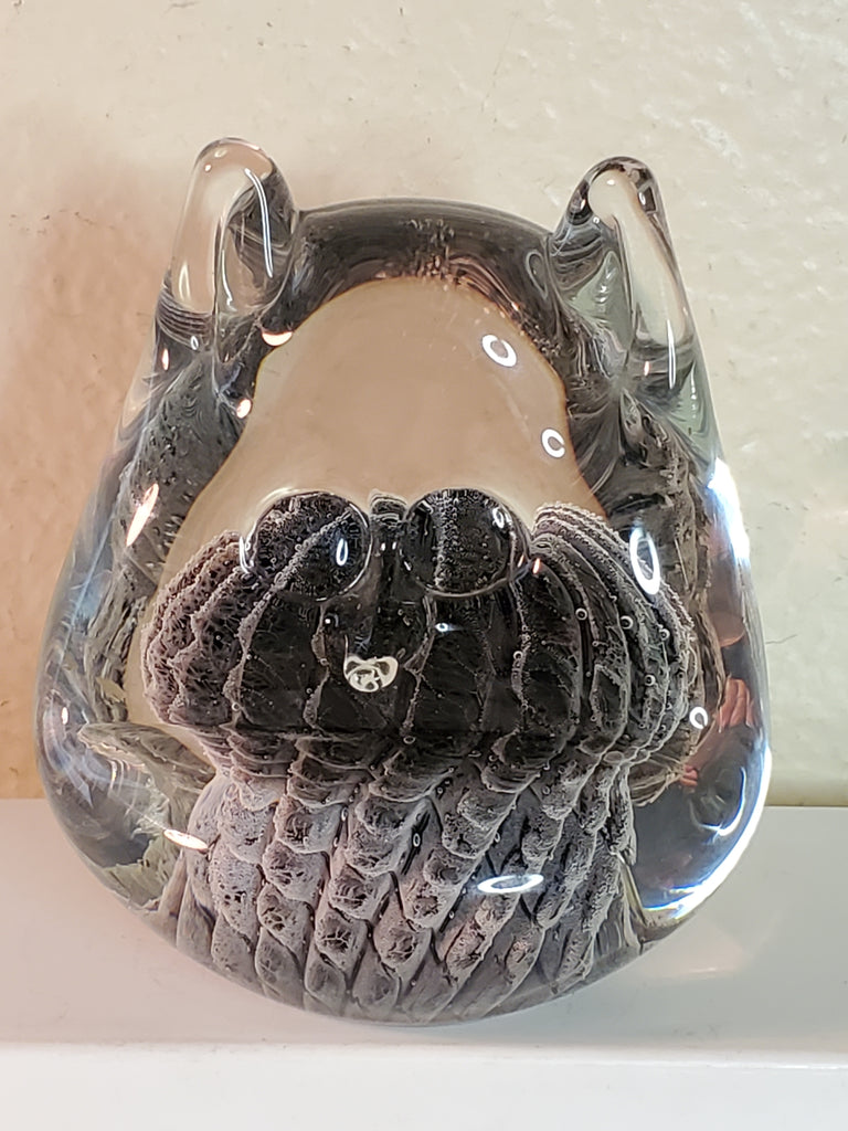 F. M. Ronneby Owl art glass paperweight Sweden