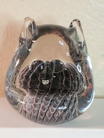 F. M. Ronneby Owl art glass paperweight Sweden