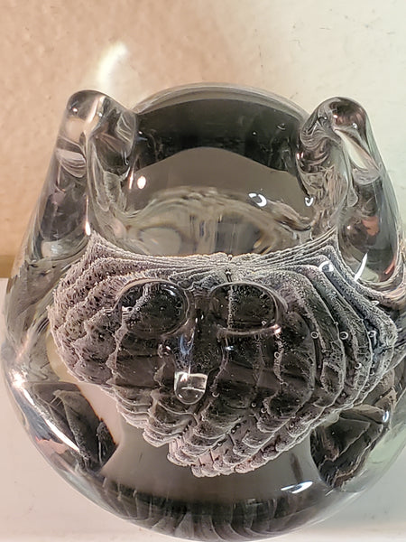 F. M. Ronneby Owl art glass paperweight Sweden