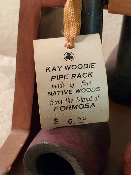 Kaywoodie 6 pipe Rack with pipes and label, mint
