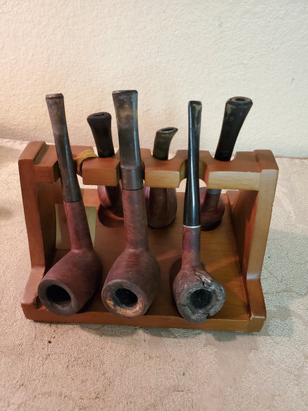 Kaywoodie 6 pipe Rack with pipes and label, mint