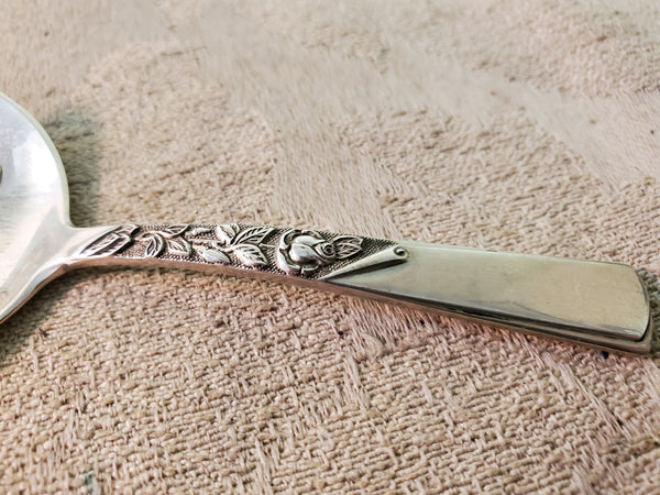 Stieff sterling silver Bon Bon, nut spoon ROSE motif