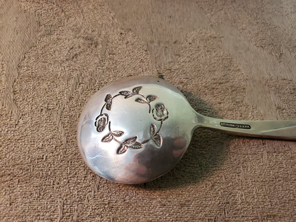 Stieff sterling silver Bon Bon, nut spoon ROSE motif