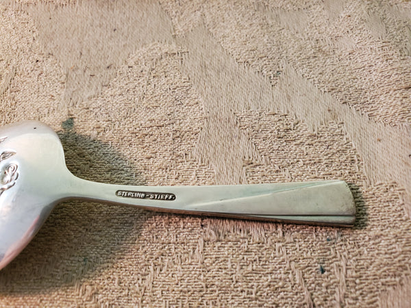 Stieff sterling silver Bon Bon, nut spoon ROSE motif