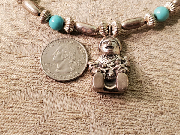 Carol Felley Sterling cuff Bracelet & Necklace, Fetish, turquoise