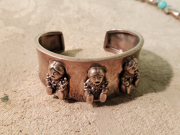 Carol Felley Sterling cuff Bracelet & Necklace, Fetish, turquoise