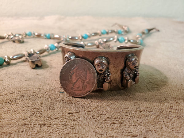 Carol Felley Sterling cuff Bracelet & Necklace, Fetish, turquoise
