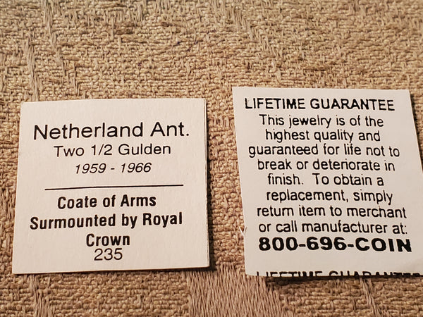 Netherlands Ant. Two 1/2 Gulden Cut Out Coin Pendant