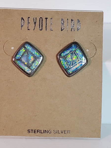 Peyote Bird Sterling Silver & Opal earrings