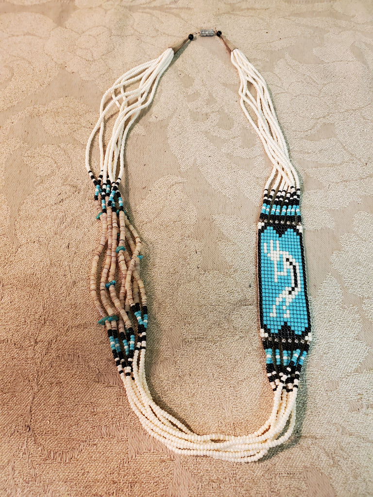 Kokopelli sterling Bead Necklace, Zuni