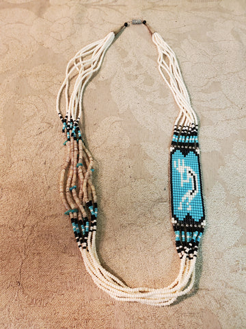 Kokopelli sterling Bead Necklace, Zuni