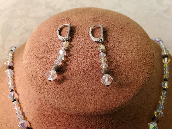 Swarovski Seashell Clam crystal Necklace & earrings set, sterling