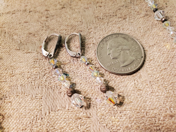 Swarovski Seashell Clam crystal Necklace & earrings set, sterling