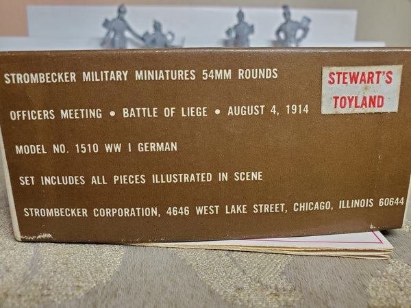 Strombrecker officers meeting Battle of Leige 54mm unpainted lead