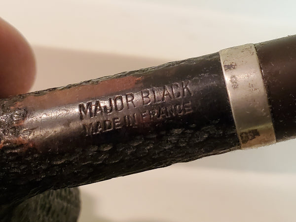 Major Black Estate smoking pipe, France, sterling band