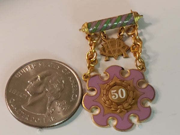 Daughters of Rebekah 50 year pin Oddfellows NY