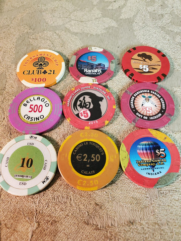 9 assorted $5 Casino Chips & more