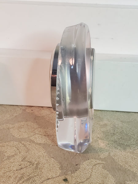 Daum etched crystal Swiss Clock, working.