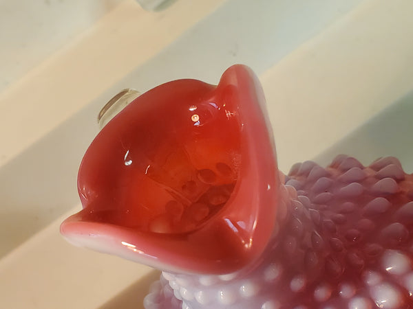 Fenton Cranberry Opalescent hobnail Cruet w/stopper