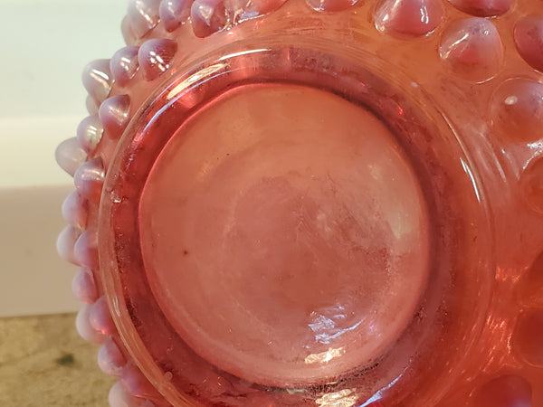 Fenton Cranberry Opalescent hobnail Cruet w/stopper
