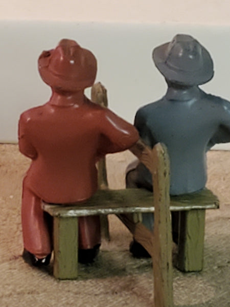 Britains 2 men on a Bench sitting, lead, England