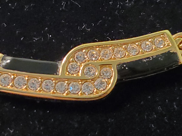 Swarovski Goldtone & black necklace, crystal, 16", 1980s