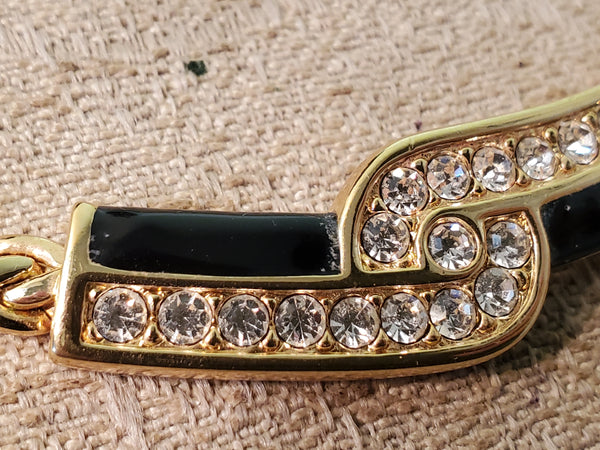 Swarovski Goldtone & black necklace, crystal, 16", 1980s