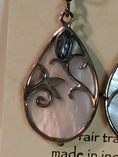 Vera Wolf Mother of pearl & Blue Topaz earrings