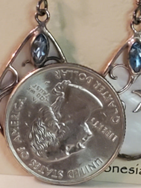 Vera Wolf Mother of pearl & Blue Topaz earrings