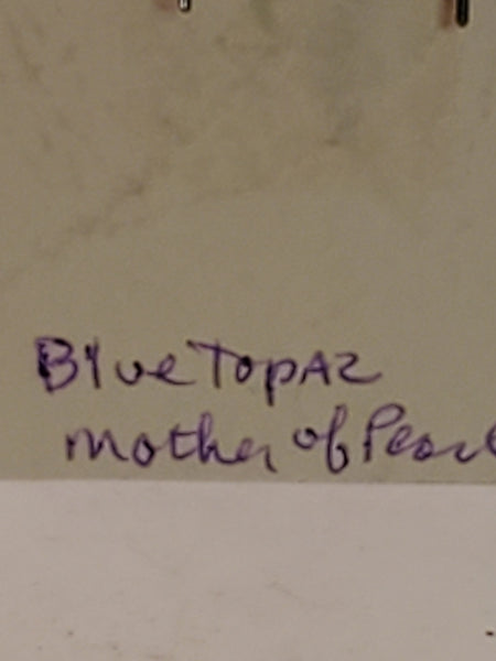 Vera Wolf Mother of pearl & Blue Topaz earrings