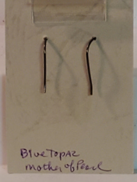 Vera Wolf Mother of pearl & Blue Topaz earrings